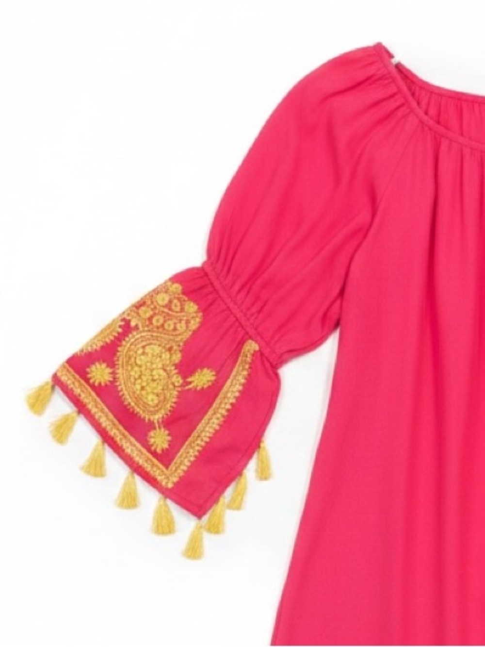 Ivy Jane Embroidered Split Sleeve Boho Short Dress Pink Size Medium - Picture 5 of 10